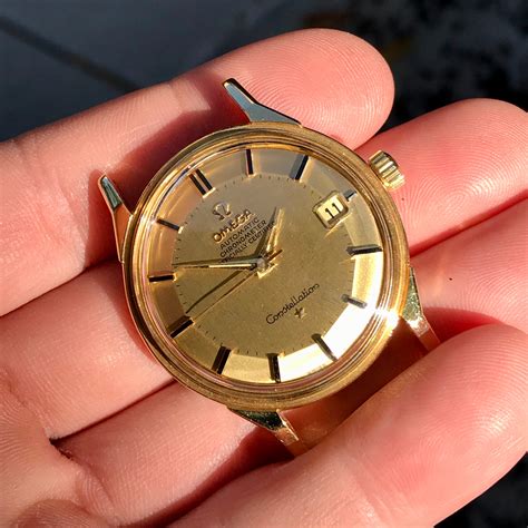 omega 18k gold watch vintage|vintage omega constellation 18k gold.